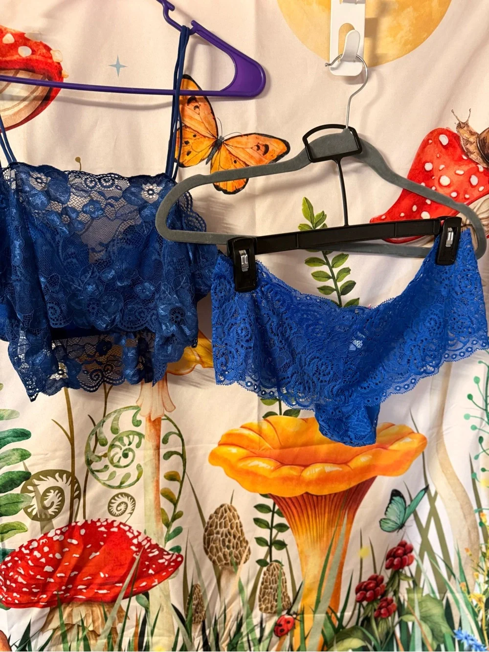 Lace Bralette & Lace Bikini Set in Cobalt Blue